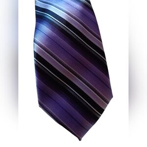 JF J. Ferrar Purple & Black Stripe Tie